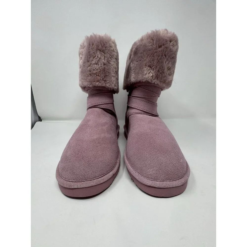 LAMO Womens Pink Suede Winter Boots 8 Furry